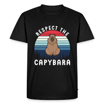 Retro Respect the Capybara - Capybara Fans - Men's Premium Organic T-Shirt - black - Front - Nico (187cm)