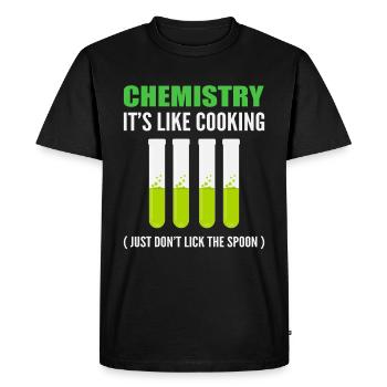 Chemistry It's Like Cooking Don't Lick The Spoon - Men's Premium Organic T-Shirt - black - Front - Nico (187cm)