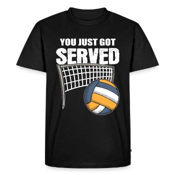 Vous venez d’être servi! Défenseur - T-shirt Premium bio Homme - noir - Devant - Nico (187cm)