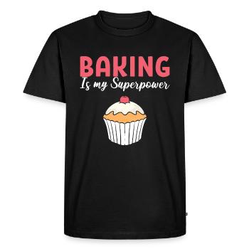 La pâtisserie est mon boulanger superpuissant - T-shirt Premium bio Homme - noir - Devant - Nico (187cm)