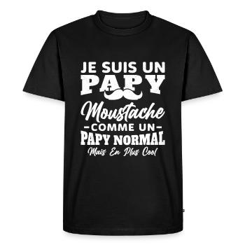 Un papy moustache comme un papy normal - T-shirt Premium bio Homme - noir - Devant - Nico (187cm)