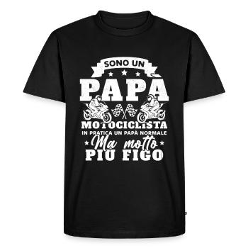 Un père motard et un père normal plus cool - T-shirt Premium bio Homme - noir - Devant - Nico (187cm)