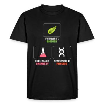 Biologie Chimie Physique Professeur de biologie - T-shirt Premium bio Homme - noir - Devant - Nico (187cm)