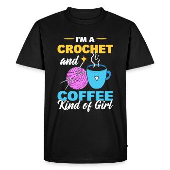 Crochet & Coffee Girl Coffee & Crochet Lovers - T-shirt Premium bio Homme - noir - Devant - Nico (187cm)