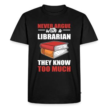Funny School Librarian Funny Librarian - Men's Premium Organic T-Shirt - black - Front - Nico (187cm)