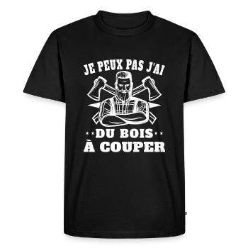 Je peux pas j'ai un arbre à couper - T-shirt Premium bio Homme - noir - Devant - Nico (187cm)