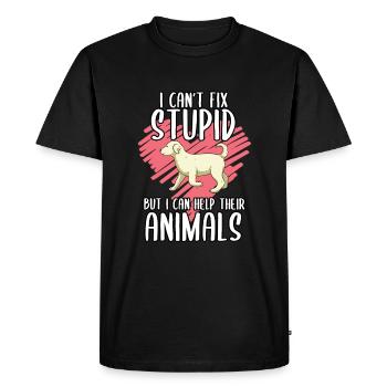 I Can't Fix Stupid But I Can Help Their Animals - Men's Premium Organic T-Shirt - black - Front - Nico (187cm)