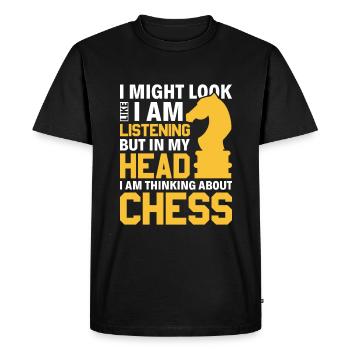 Il suffit de penser aux échecs - Knight Chess Piece Knight - T-shirt Premium bio Homme - noir - Devant - Nico (187cm)