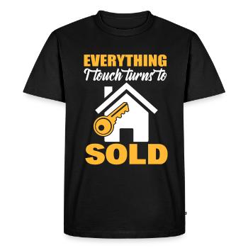 Tout ce que je touche se tourne vers les courtiers vendus - T-shirt Premium bio Homme - noir - Devant - Nico (187cm)