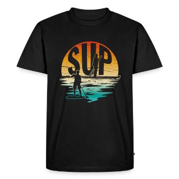 Retro SUP Horizon - Stand-Up Paddle Stand Up Paddling - Men's Premium Organic T-Shirt - black - Front - Nico (187cm)