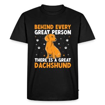 Derrière chaque grande personne, il y a un grand teckel - T-shirt Premium bio Homme - noir - Devant - Nico (187cm)