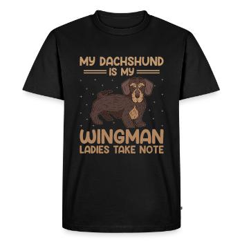 My Dachshund Is My Wingman Ladies Take Note Dog Lo - Men's Premium Organic T-Shirt - black - Front - Nico (187cm)