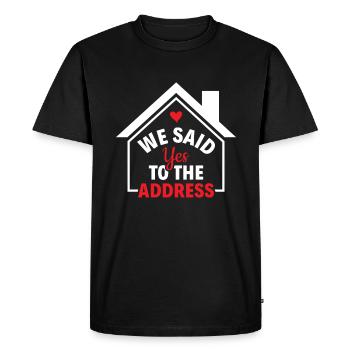 Nous avons dit oui à l’adresse - propriétaire propriétaire - T-shirt Premium bio Homme - noir - Devant - Nico (187cm)