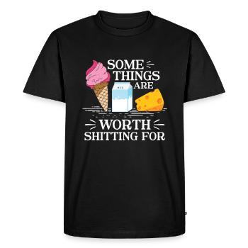 Some Things are worth Shitting - Milch - Men's Premium Organic T-Shirt - black - Front - Nico (187cm)