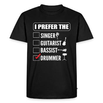 Je préfère le chanteur guitariste bassiste batteur - T-shirt Premium bio Homme - noir - Devant - Nico (187cm)