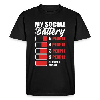 My Social Battery Maverick - Men's Premium Organic T-Shirt - black - Front - Nico (187cm)