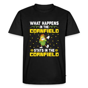 What Happens in the Cornfield - Mais Bauer - Men's Premium Organic T-Shirt - black - Front - Nico (187cm)