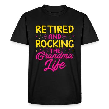 Grand-mère retraitée Pension de retraite Grand-mère Reti - T-shirt Premium bio Homme - noir - Devant - Nico (187cm)