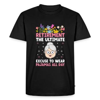 Grand-mère retraitée Pension de retraite Grand-mère Reti - T-shirt Premium bio Homme - noir - Devant - Nico (187cm)