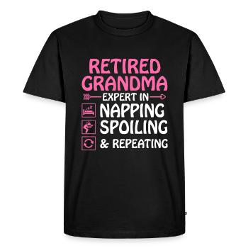 Grand-mère retraitée Pension de retraite Grand-mère Reti - T-shirt Premium bio Homme - noir - Devant - Nico (187cm)