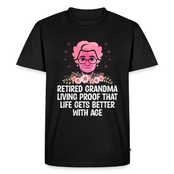 Grand-mère retraitée Pension de retraite Grand-mère Reti - T-shirt Premium bio Homme - noir - Devant - Nico (187cm)