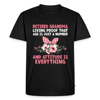 Grand-mère retraitée Pension de retraite Grand-mère Reti - T-shirt Premium bio Homme - noir - Devant - Nico (187cm)
