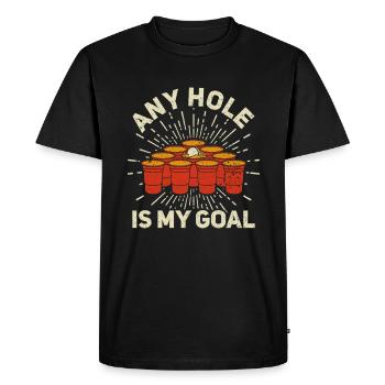 Any Hole is my Goal - Bierpong Saufen Bier Pong - Men's Premium Organic T-Shirt - black - Front - Nico (187cm)