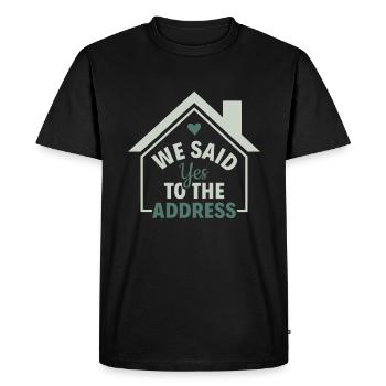 Nous avons dit oui à l’adresse - propriétaire propriétaire - T-shirt Premium bio Homme - noir - Devant - Nico (187cm)