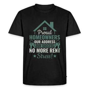 Proud Homeowners No More Rent Stress - Property - Men's Premium Organic T-Shirt - black - Front - Nico (187cm)