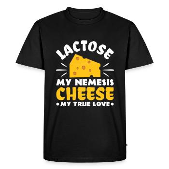 Lactose: My Nemesis, Cheese, My Love - - Men's Premium Organic T-Shirt - black - Front - Nico (187cm)