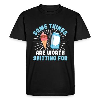 Some Things are worth Shitting - Milch - Men's Premium Organic T-Shirt - black - Front - Nico (187cm)