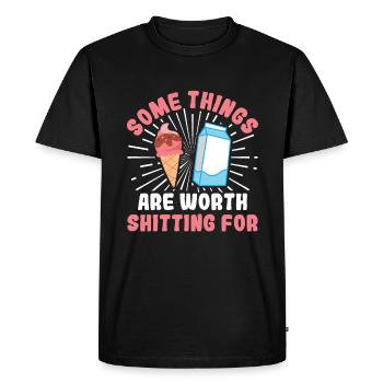 Some Things are worth Shitting - Milch - Men's Premium Organic T-Shirt - black - Front - Nico (187cm)
