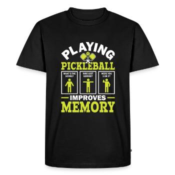 Pickleball Play Improved Memory Dink Player - Men's Premium Organic T-Shirt - black - Front - Nico (187cm)