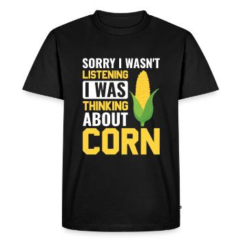 I Was Thinking About Corn - Corn Farmer Farmer - Men's Premium Organic T-Shirt - black - Front - Nico (187cm)