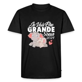 Je Vais Être Grande Sœur 2024 Annonce Grossesse - T-shirt Premium bio Homme - noir - Devant - Nico (187cm)