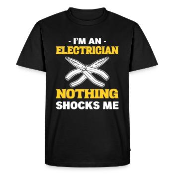Funny Electrician Electrical Expert - Men's Premium Organic T-Shirt - black - Front - Nico (187cm)