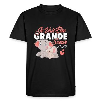 Je Vais Être Grande Sœur 2024, Annonce Grossesse - T-shirt Premium bio Homme - noir - Devant - Nico (187cm)