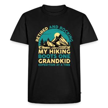 Randonnée Grand-mère retraitée Retraitée Pension Hiker Tre - T-shirt Premium bio Homme - noir - Devant - Nico (187cm)