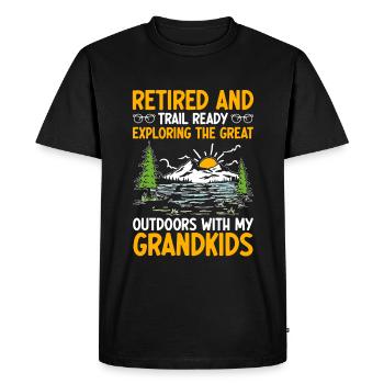 Randonnée Grand-mère retraitée Retraitée Pension Hiker Tre - T-shirt Premium bio Homme - noir - Devant - Nico (187cm)
