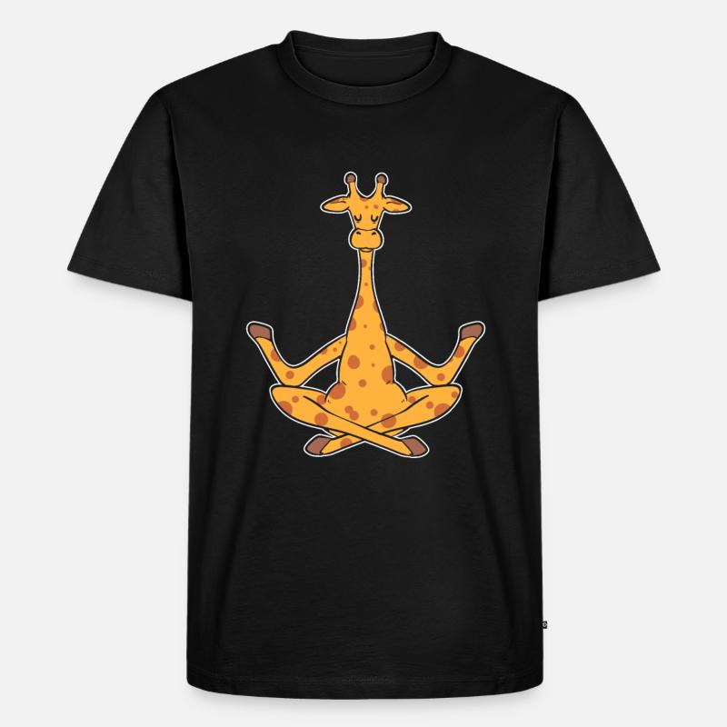 Meditationsgiraffe Yogalehrer - Männer Premium Bio T-Shirt - Schwarz