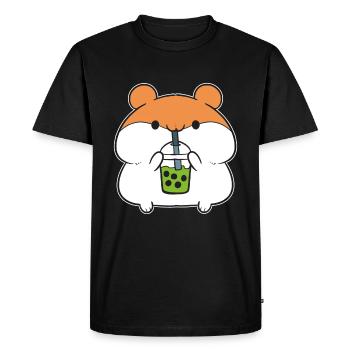 Boba Sippin Hamster Boba Tea Lover - Men's Premium Organic T-Shirt - black - Front - Nico (187cm)