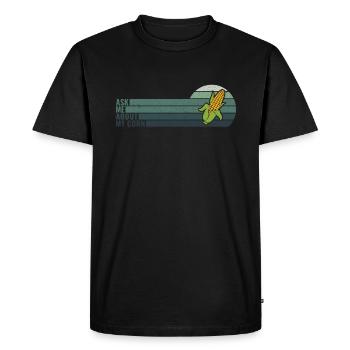 Retro Ask Me About My Corn - Corn Farmer Farmer - Men's Premium Organic T-Shirt - black - Front - Nico (187cm)