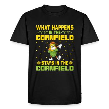 What Happens in the Cornfield - Mais Bauer - Men's Premium Organic T-Shirt - black - Front - Nico (187cm)