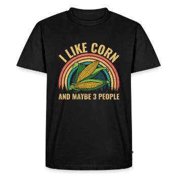 I like Corn and maybe 3 People - Mais Bauer - Men's Premium Organic T-Shirt - black - Front - Nico (187cm)