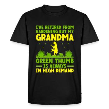 Jardinier Grand-mère à la retraite Retraité Jardinier Garde - T-shirt Premium bio Homme - noir - Devant - Nico (187cm)