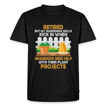 Jardinier Grand-mère à la retraite Retraité Jardinier Garde - T-shirt Premium bio Homme - noir - Devant - Nico (187cm)