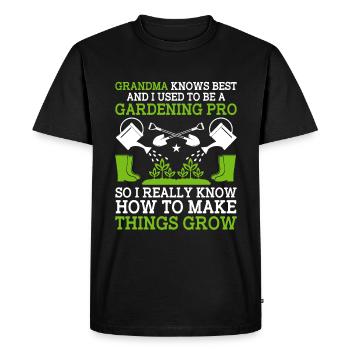 Jardinier Grand-mère à la retraite Retraité Jardinier Garde - T-shirt Premium bio Homme - noir - Devant - Nico (187cm)