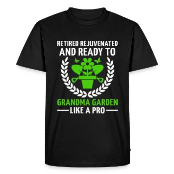 Jardinier Grand-mère à la retraite Retraité Jardinier Garde - T-shirt Premium bio Homme - noir - Devant - Nico (187cm)