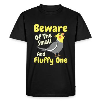 Méfiez-vous du Fluffy One - Cockatiel - T-shirt Premium bio Homme - noir - Devant - Nico (187cm)