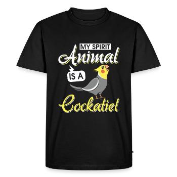 Mon animal spirituel est un cockatiel - T-shirt Premium bio Homme - noir - Devant - Nico (187cm)
